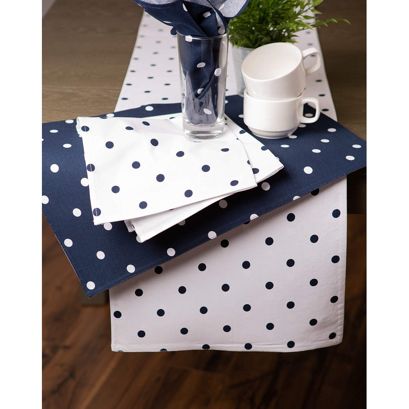DII Polka Dot Kitchen Collection, Table Runner, 14x72, Black/White Reversible