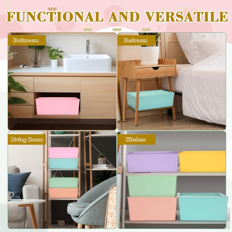 Menkxi 6 Pcs Large Plastic Storage Bins with Lids 14.4