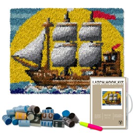 YP Latch Hook Kits for Kids and Adults DIY Rug Crafts Arts Carpet for Home Decoration Festival Gifts,20.5" X 15"（Sailboat）