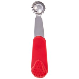 Fackelmann Tomato and Strawberry Corer for Removing the Stem, Bolero Fruit Stainless Steel and ABS Handle with Strawberry Design, Dishwasher Safe, Stainless Steel and Red, 12 x 2.5 cm