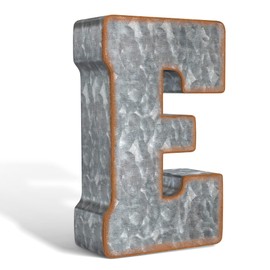 Galvanized Metal Letters for Wall Decor - 3D Letter E for Hanging or Freestanding - Unique Blend of Rustic, Vintage, Western, and Industrial Styles - Fits for Living Room, Lobby, Kitchen, Bedroom Decoration
