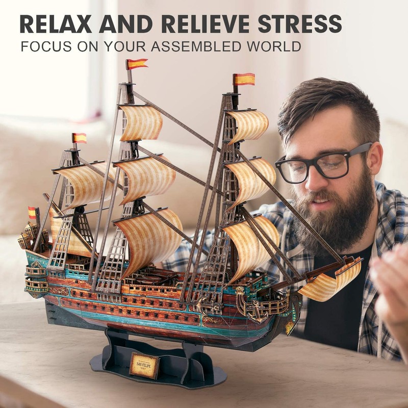CubicFun 843659803 Boat San Felipe 1960, Spanish Ship, 3D Puzzle,