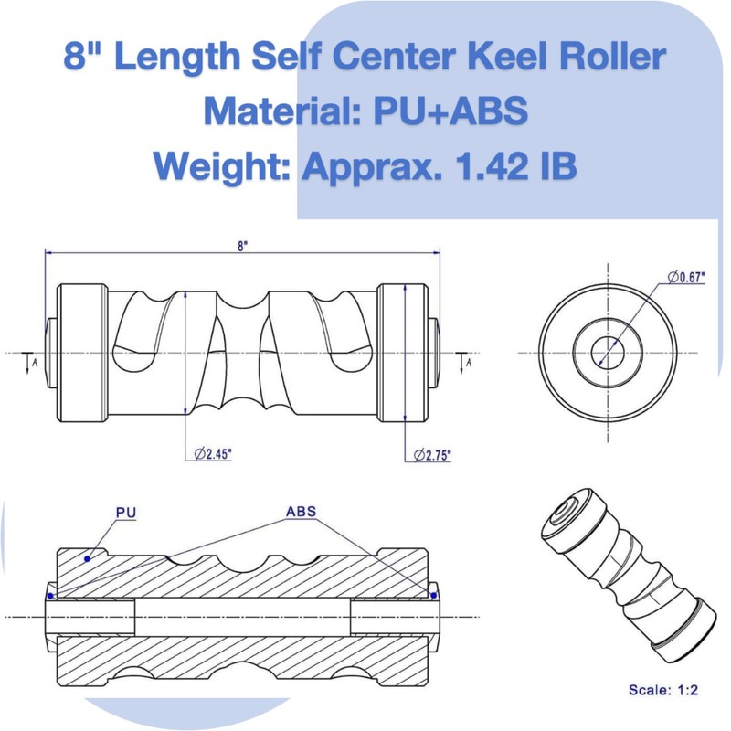 GlückMarine 8 Inch Self Centering Keel Roller Bow Stop Used