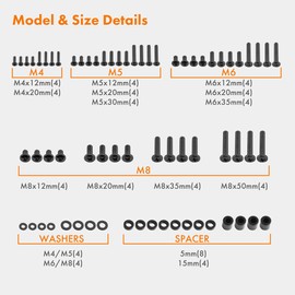 VonHaus - Universal TV Mount Screws Kit Hardware Compatible with Most TVs, Monitors up to 80'' Includes M4, M5, M6 & M7 Screws, Spacers and Washers, Works with Most TV Wall Bracket and TV Stand 68pc
