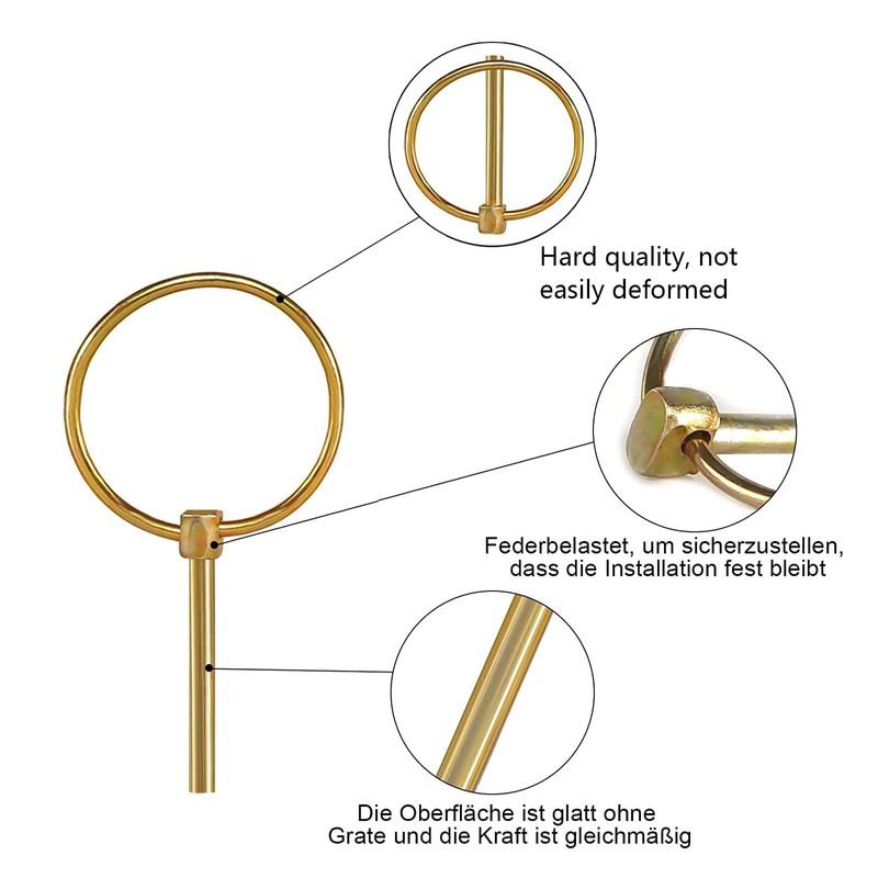 Pack of 15 Folding Cotter Pins, Folding Pins with Ring,