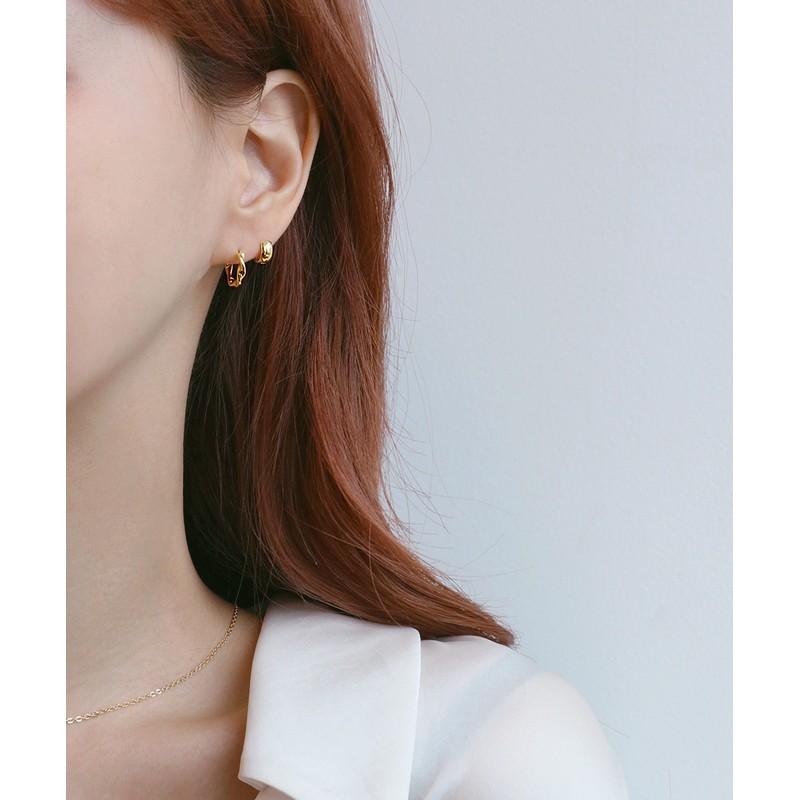 Gold&Deer 14K Goldfield Daily Twisted One-Touch Earrings White Gold /