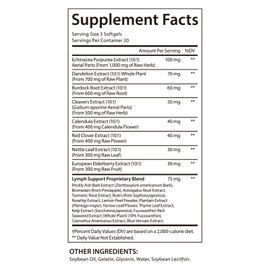 Lymphatic Support Supplement 120 Softgels– Advanced Botanical Complex with Echinacea, Dandelion & Elderberry – Antioxidant-Rich Daily
