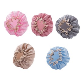Outanaya 5pcs Grey Waterproof Shower Cap Thicken Bathing Hat Safe Material Elastic Fit