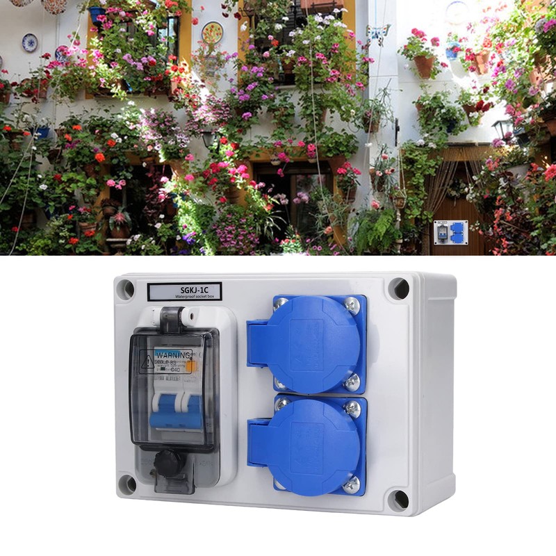 Eujgoov SGKJ-2C 2-Position German Socket Waterproof ABS Shell Socket Box