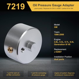 EN-47971 Oil Pressure Gauge Adapter & 7219 Oil Pressure Adapter J-42907 for GM 4.8L, 5.3L, 5.7L, 6.0L Engines Generation 3 4 5 V8 Engines 1996-2006