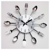 Modern Design Silver Cutlery Kitchen Utensil Clock Spoon Fork Knife