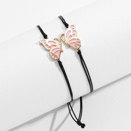 RS Matching Butterfly Mother Mom Bracelets Set for 2 Mother's Day Christmas Valentines Jewelry Gifts for Women Girls Gold