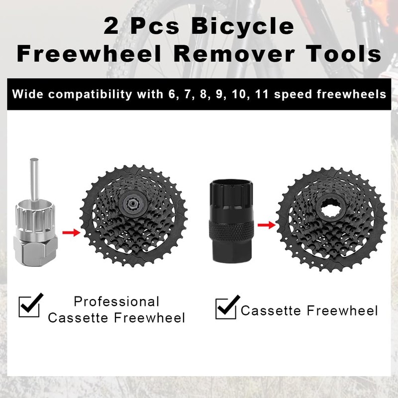 flintronic Bicycle Chain Whip, Sprocket Puller, Screw Ring Puller Kit,