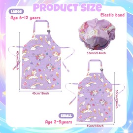 saerryor Unicorn Apron and Chef Hat for Kids Adjustable Children's Apron with 2 Pockets for Kitchen Cooking Baking Painting Gardening,Cute Unicorn Gift for Boys Girls,M