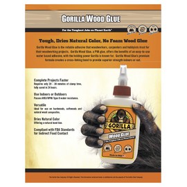 Gorilla Wood Glue, 8 ounce Bottle, (Pack of 8)
