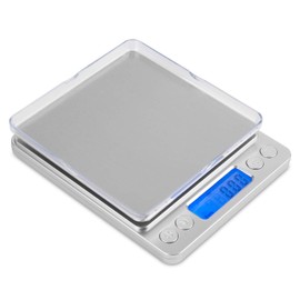mafiti Digital Kitchen Scale, Precision Scale, 0.1 g/3 kg PSC/Tare Function/LCD Display, Pocket Scale, Silver