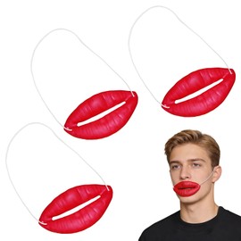 ZESCK Lip Party Supplies, Mask, 3-Piece Set, One Size Fits Most, Unisex, For Cosplay, Fun Goods, For Parties and Events, Funny Items, For School Festivals and Banquets