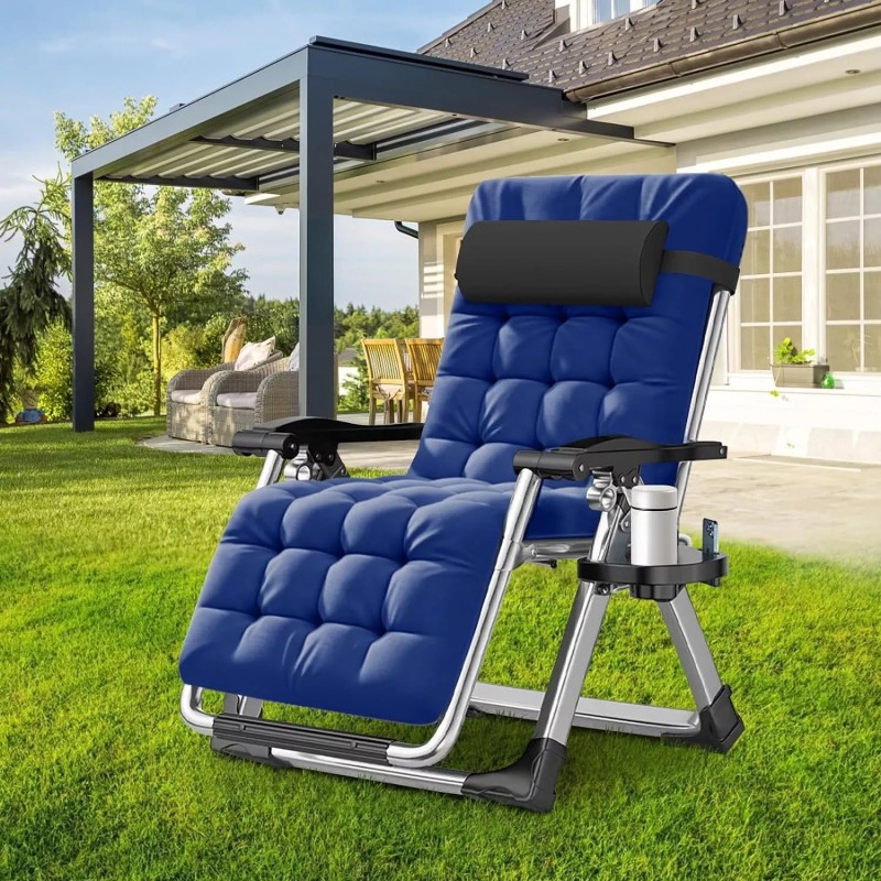 H&ZT Adjustable Chair Folding Lounge Chair Reclining Patio Chairs with