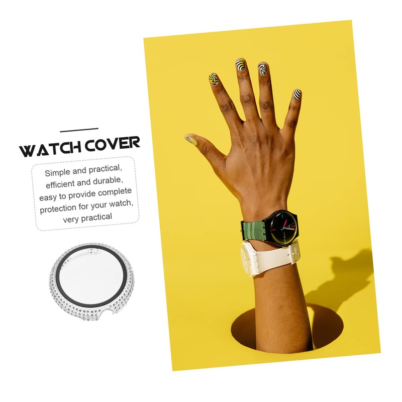 OHPHCALL Delicate Rhinestone Watch Case Compatible Pixel Watch Transparent Pc