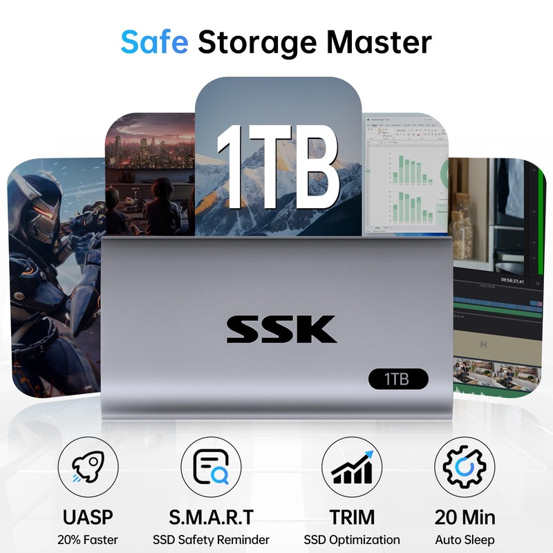 SSK 1TB SSD External Hard Drive, Portable SSD Up to