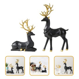 Toyvian 2Pcs Gold Reindeer Christmas Decoration Reindeer Figurine Christmas Reindeer Statue for Christmas Table Centerpiece, 4.7×7.8IN Reindeer Statue for Holiday Home Office Decorations