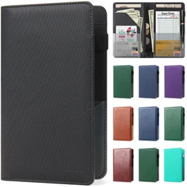 EcoVision Server Book for Waitress/Waiter Book, Premium Pu Leather Waitress Book with Money Zipper Pocket, Fits in Server Apron and Holds Receipts, Pocket Money, and Guest Check for Restaurants