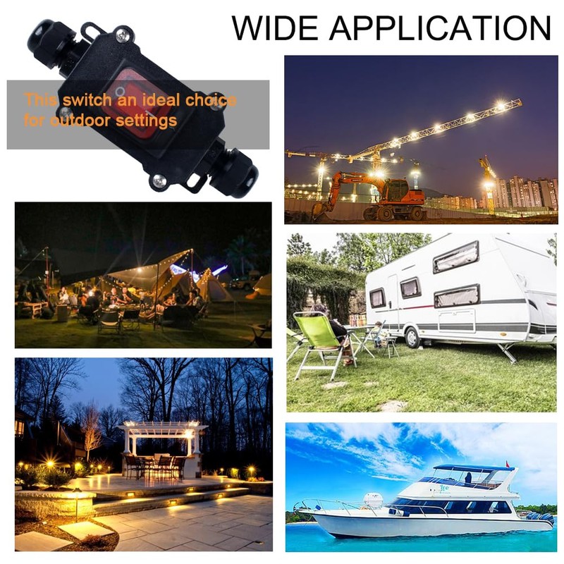 DMWD 12V-24V DC Waterproof Inline Cord Switch On Off DPST