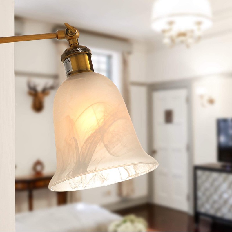 Eumyviv 3 Pack Bell Shaped Alabaster Glass Lamp Shade Replacement