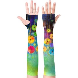 Garden Sleeves for Women Boho Gardening Sleeves with Thumb Holes UV Sun Protection Arm Sleeves for Women - Color: Flower