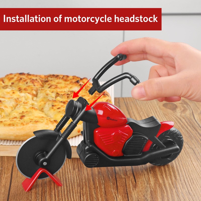 Asdirne Pizza Cutter, Motorbike Pizza Cutter Wheel with Non-Stick Stainless