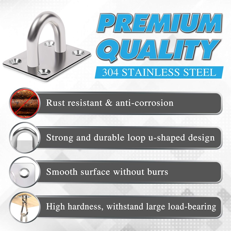 PAMAZY 4 PCS M6 Premium Heavy Duty Square Stainless Steel