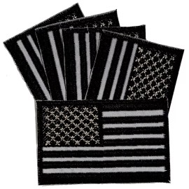 DEURA 5US ARMY NIGHT BLACK Reflective AMERICAN FLAG Iron on Patch Biker Vest REFLECTOR
