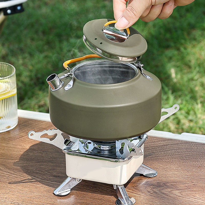 1L Outdoors Kettle Heat Resisting Stainless Steel Teapot Portable Camping