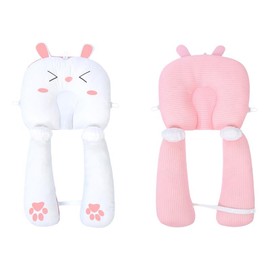 Baby Head Shaping Pillow Soft Cartoon Rabbit Anti Flat Head Pillow Sleeping Support Pillow for Newborn - Color: Pink, mattress & bed frame size: 66*36cm