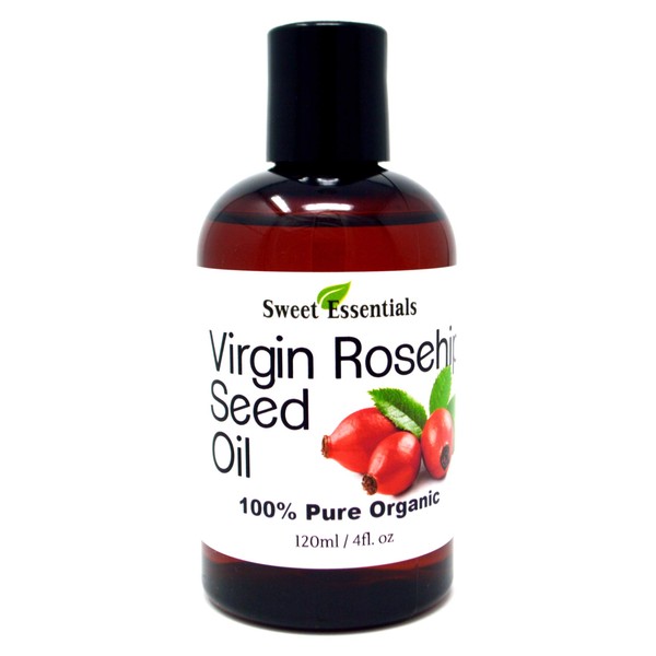 Organic Unrefined Virgin Rosehip Oil | 4oz Bottle | Premium 100% Pure | Imported From Chile | Cold-Pressed | Unrefined BEST for Face & Skin - HEALS Dry Skin, Fine Lines, Acne Scars, Sun Damage & More