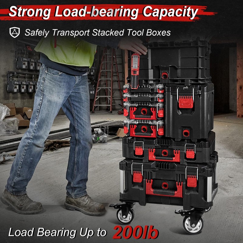 Heavy Duty Tool Box Dolly Compatible with Mil.Waukee Packout Toolboxes,