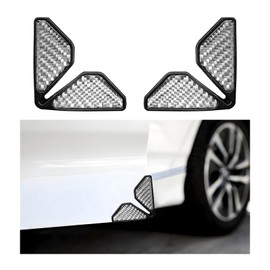 DXNQ 2 PCS Car Door Corner Protector Edge Guards, Real Carbon Fiber Anti-Collision Car Door Edge Protector, Self-Adhesive Decorative Car Door Corner Protector, Car Exterior Accessories (Silver)