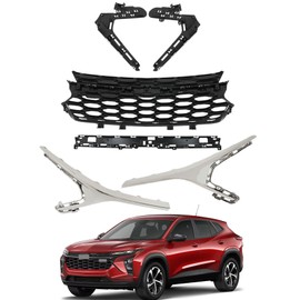 munirater Black Grille Front Bumper Upper and Lower Grill Kit Middle Replacement for 2023 2024 Trax RS