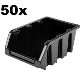 Pack of 50 Stacking Boxes Size 120 x 195 x 90 mm Black Workshop Wall Shelf Sorting Box Stacking Box