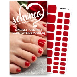 Seminca SEMINCA Semi Cured Gel Toe Nail Strips-at-Home Pedicure Essentials Cover Yellow Nails, Pedicure Essentials for Swimmers & Athletes(Red.Pedicure)