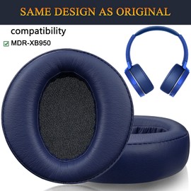 SOULWIT Professional Earpads Cushions Replacement for Sony MDR-XB950 XB950BT XB950B1 XB950N1 XB950AP Over-Ear Headphones, Ear Pads with Softer Protein Leather, Noise Isolation Memory Foam - Blue