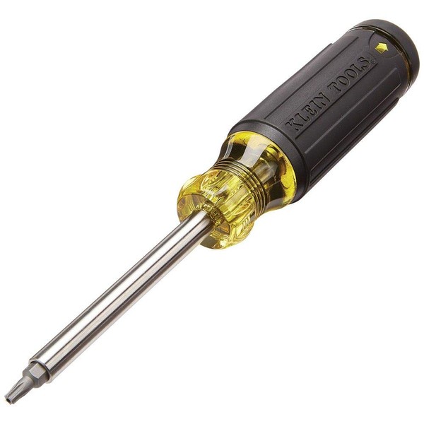 Klein Tools 32307 Multi-bit Tamperproof Screwdriver, 27-in-1 Tool with Torx, Hex, Torq and Spanner Bits with 1/4-Inch Nut Driver