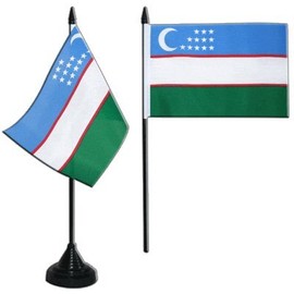Fritze® Flag Table Flag Uzbekistan Table Flag + Free Sticker