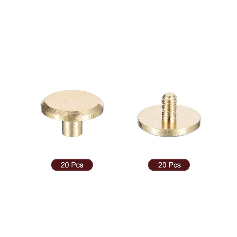 sourcing map 20Pack Brass Chicago Screws, 4x12mm Flat Head Screw