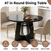 HELLYMOON 47" Round Dining Table for 4-6 Black, Farmhouse Wood