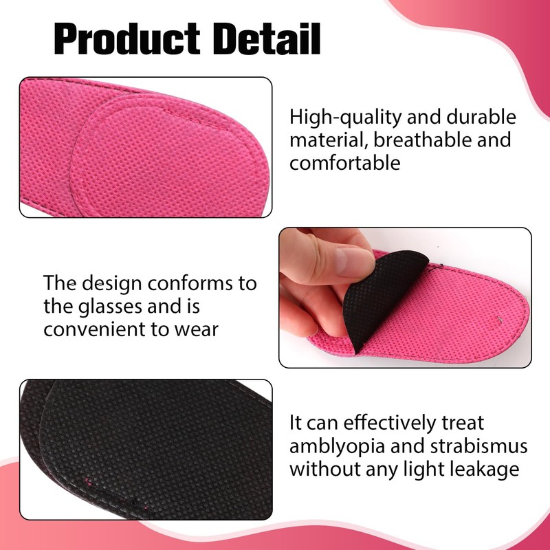 OzEssence 6 Pcs Pink Eye Patches for Kids, Reusable Eyepatch