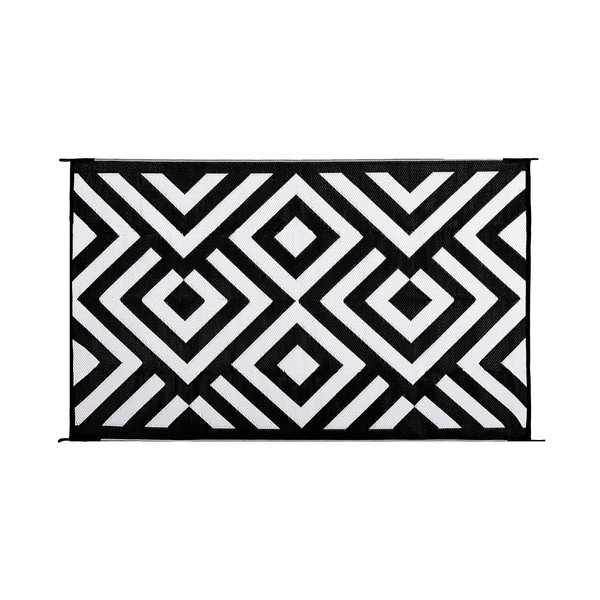 Stylish Camping 125081 5-feet by 8-feet Reversible Mat, Recycled Plastic, Home, Patio, RV, Camping, Picnic, Beach - Diagonal Design Mat (Black/White)