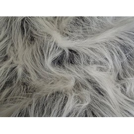 Long Pile Fun Faux Fur Fabric Material - Black Frost, 1Mtr - 150cmx100cm