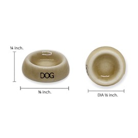 WitnyStore Dia ½ Tiny Dog Brown Tray for Food Miniature Ceramic Bowl Pet Feeding Bowl Figure Animal White Clay Figurine Handmade Decor Collectible