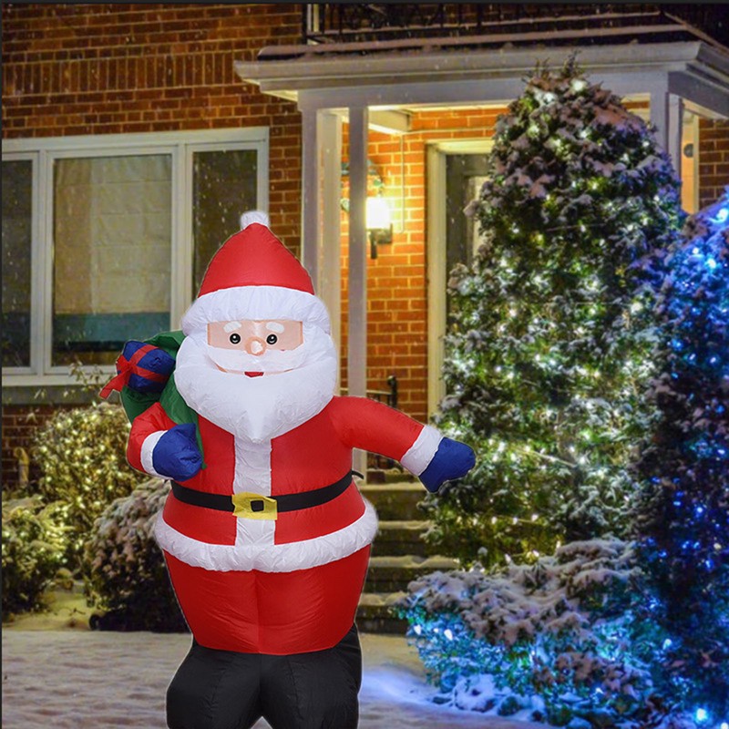 Christmas Inflatable Lights Blow Up Santa Gift Box with Bright